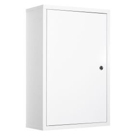 Kleankin Medicine Cabinet Steel Wall Mount 24x16 3-Tier Storage Lockable White