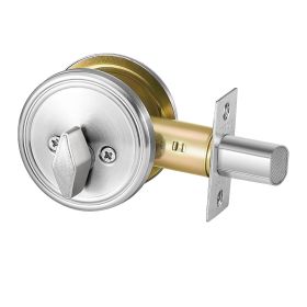 Deadbolt Lock Round Single Cylinder Dead Bolt Keyed 1 Side Satin Nickel 3 Keys