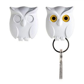 Night Owl Keyring Holder White Color Cool Home Decor Unusual Wall Decoration Unique Gift