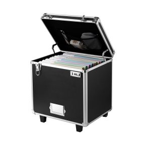 VEVOR Portable File Storage Box, 15.6 x 12.6 x 15 inch Internal Chest Size, Locking Mobile Business Case with Telescopic Handle