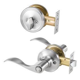 Entry Door Locksets with Deadbolt 5 Pack Keyed Alike Satin Nickel Lever