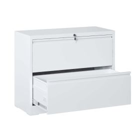 Lateral File Cabinet 2 Drawer, White Filing Cabinet with Lock, Lockable File Cabinet for Home Office