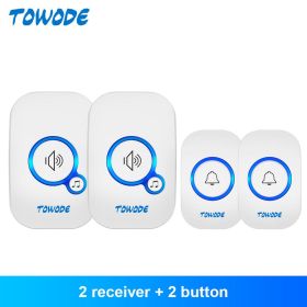 Home Wireless Doorbell 433Mhz Welcome Friend Smart Doorbell 150Meters Long Distance 32 Songs 4 Level Volumes Door Chimes (Color: White Color Kit 4, Plug Type: US plug)