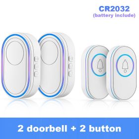 Wireless Doorbells 150M Remote Waterproof Door Bells 39 Door Bell Chimes for Home Apartments; 4 Volume Levels with LED (Color: D, Plug Type: US plug)