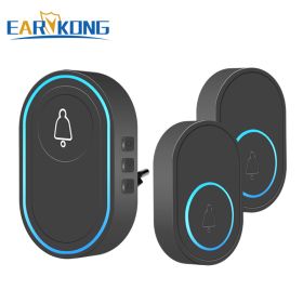 Intelligent Wireless Doorbell Home Welcome Doorbell Waterproof 300m Remote Smart Door Bell Chime EU UK US Plug Optional (Color: 1receiver 2buttons C, Plug Type: US plug)