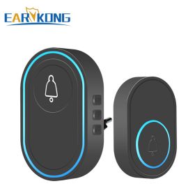 Intelligent Wireless Doorbell Home Welcome Doorbell Waterproof 300m Remote Smart Door Bell Chime EU UK US Plug Optional (Color: 1receiver 1button A, Plug Type: US plug)