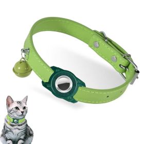 For AirTag Tracker Waterproof Protection Case Pet Leather Collar (Color: Green, Type: Pet Supplies)