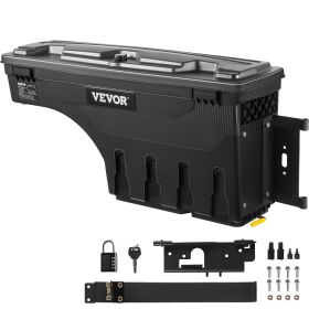 VEVOR Truck Bed Storage Box, Lockable Lid, Waterproof ABS Wheel Well Tool Box 6.6 Gal/20 L with Password Padlock (Default: Default)