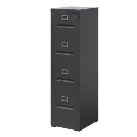 4 Drawer File Cabinet with Lock Metal Vertical File Cabinet Office Home, A4 Legal/Letter Size Narrow File Cabinet Locked,Assembly Required (Color: Black)