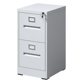 2 Drawer File Cabinet with Lock Metal Vertical File Cabinet Office Home, A4 Legal/Letter Size Narrow File Cabinet Locked,Assembly Required (Color: White)